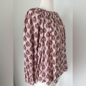 Roller Rabbit Pheasant Printed French Pink Blouse Top New size Small